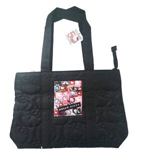 Hello Kitty 50 anniversary quilted black bag with zipper